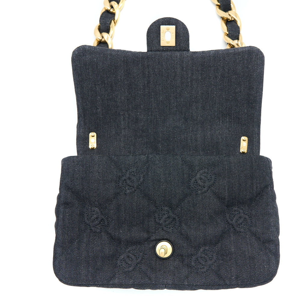 CHANEL 22S GIANT CHAIN FLAP SHOULDER BAG DENIM DARK BLUE BRUSHED GHW (MICROCHIP)
