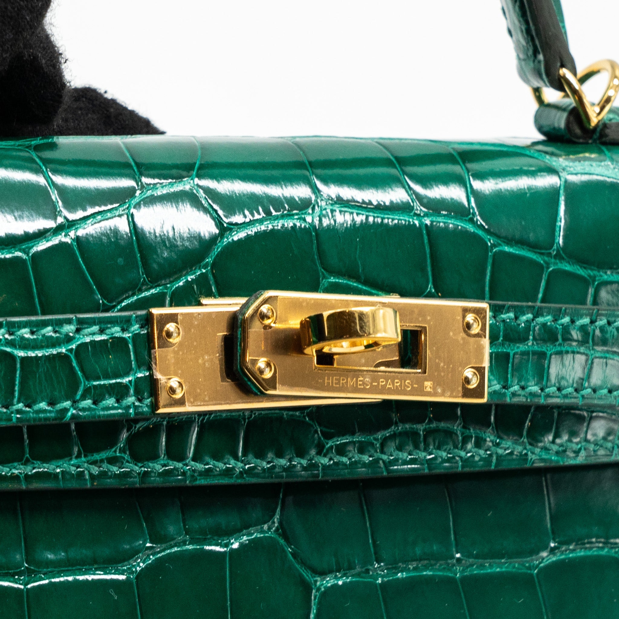 HERMES MINI KELLY II ALLIGATOR MISSISSIPPIENSIS LISSE 6Q VERT EMERAUDE GHW