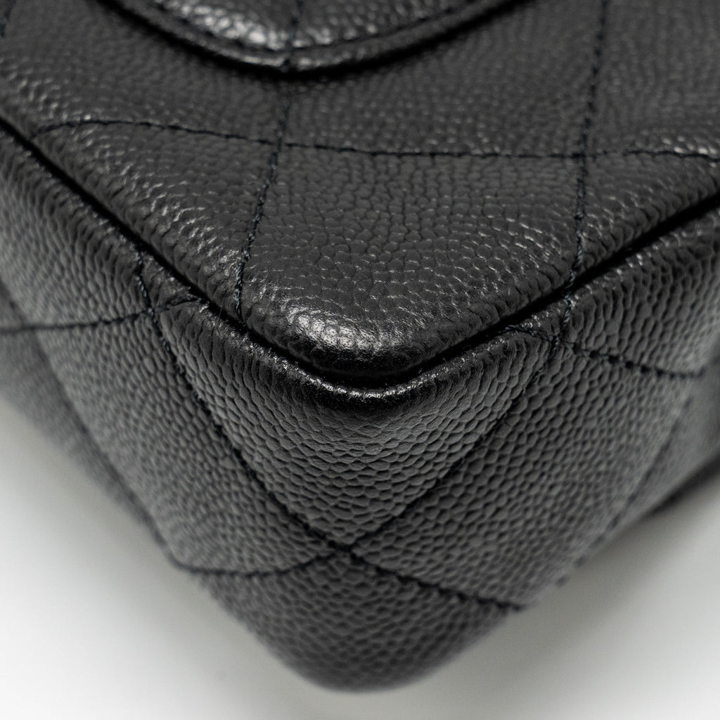 CHANEL COCO LOVE MINI FLAP BAG WITH ADJUSTABLE CHAIN CAVIAR BLACK GHW (MICROCHIP)
