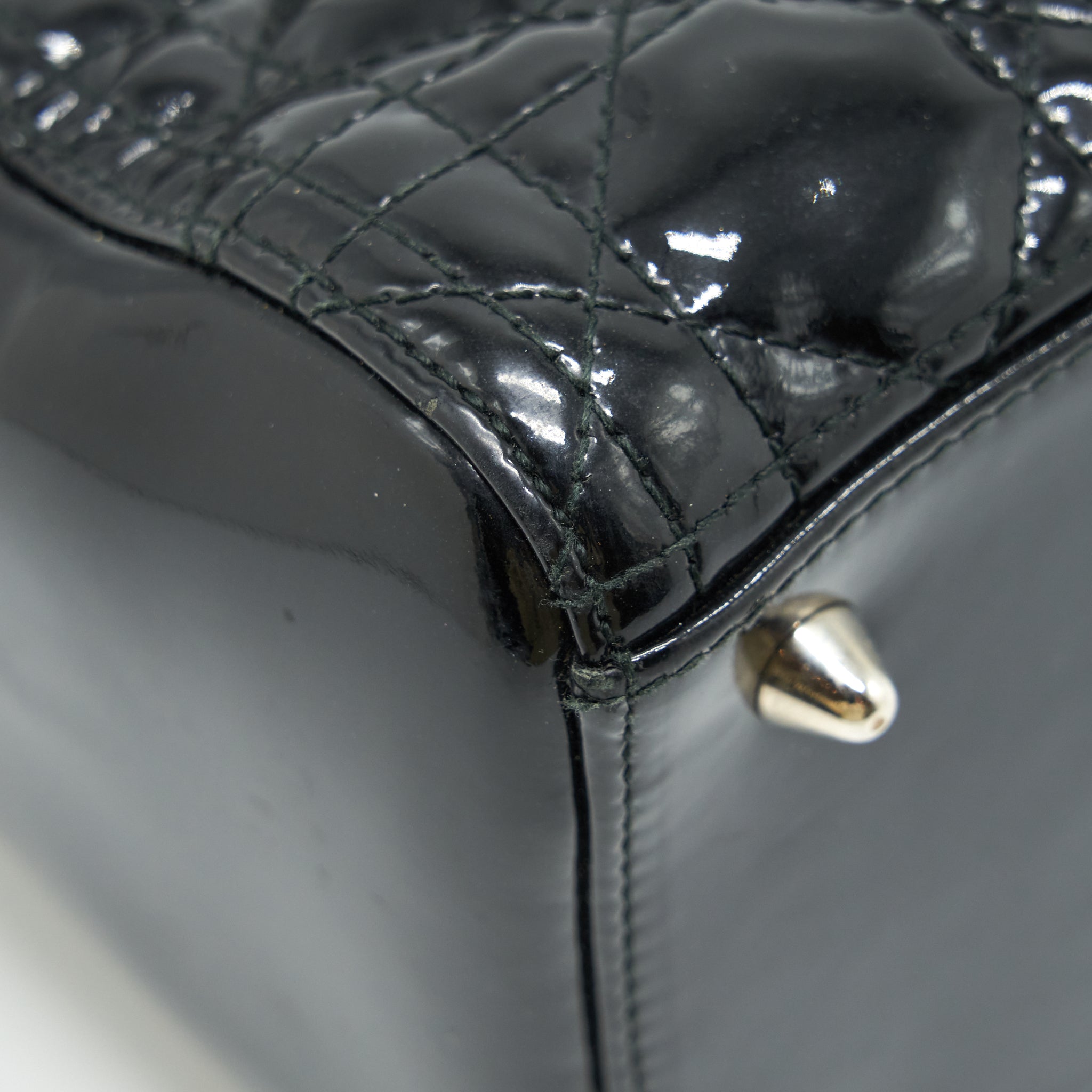 DIOR MEDIUM LADY DIOR PATENT BLACK SHW