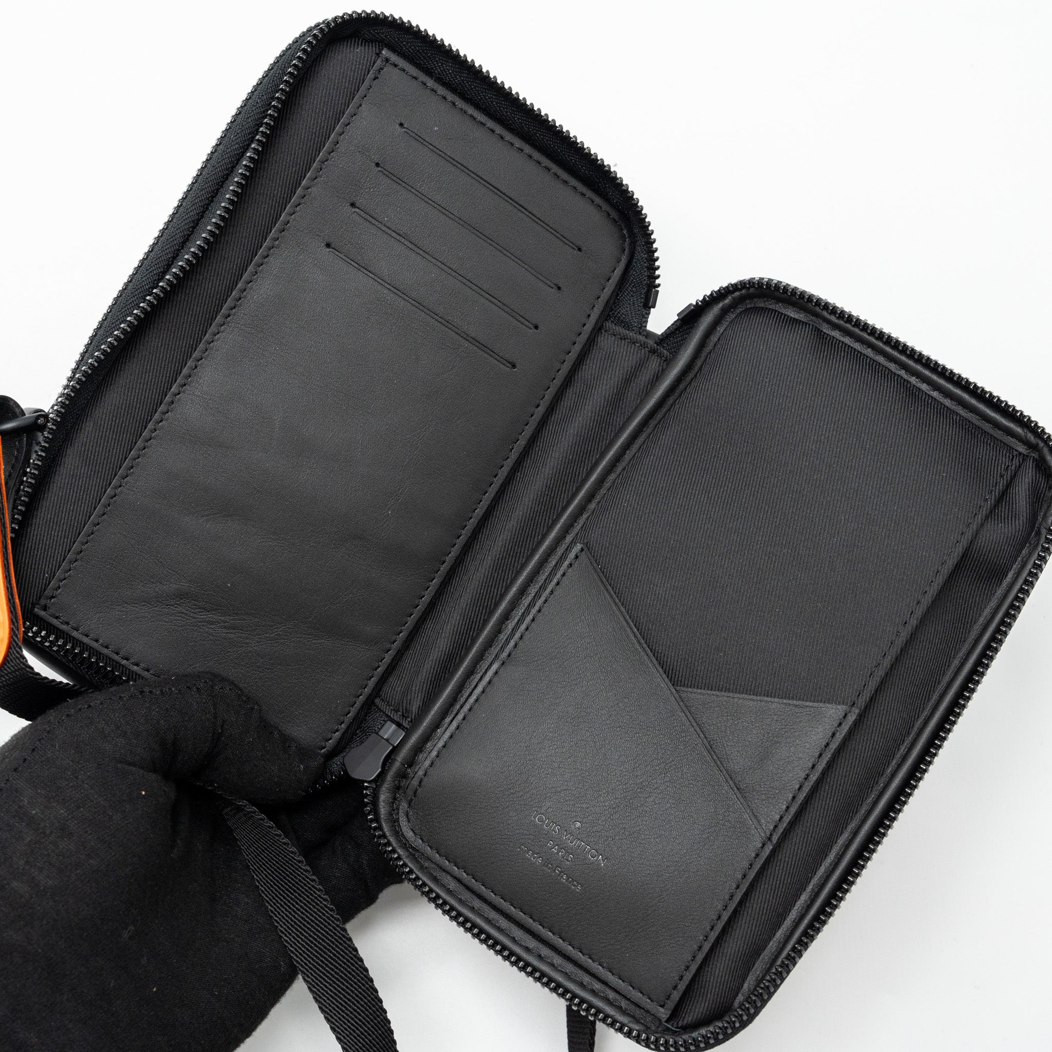 LOUIS VUITTON NIGO DOUBLE PHONE POUCH LIMITED EDITION BLACK HARDWARE