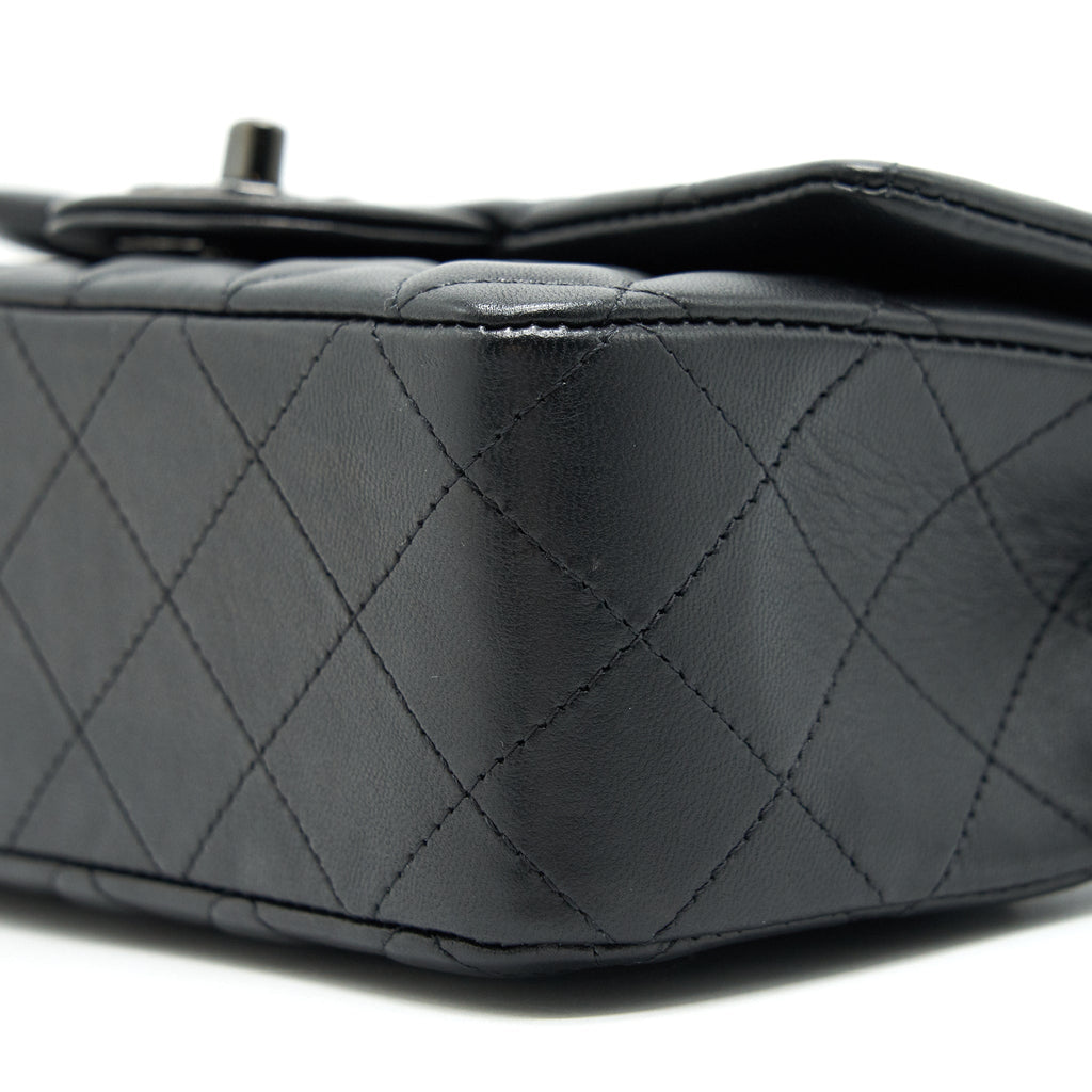 CHANEL MINI RECTANGULAR LAMBSKIN BLACK SO BLACK
