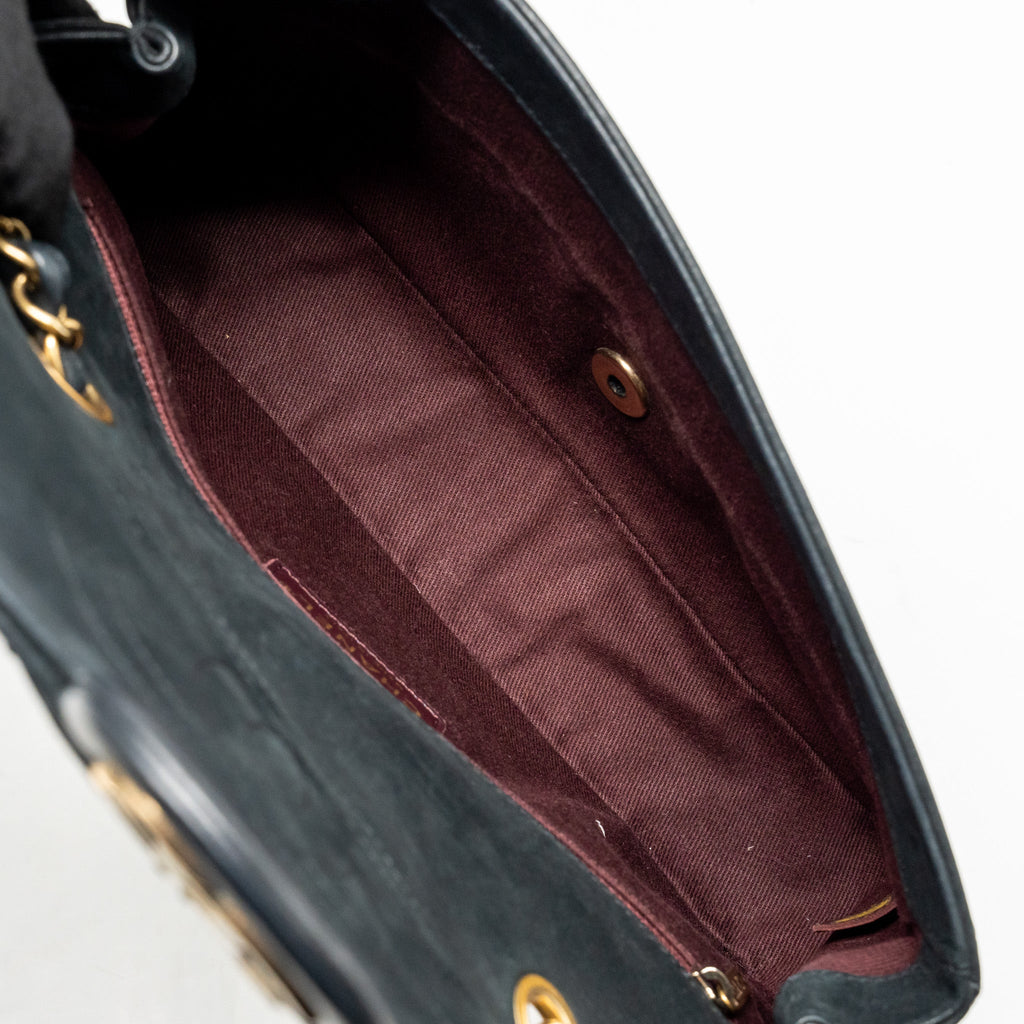 CHANEL QUILTED FLAP BAG CALFSKIN DARK BLUE GHW
