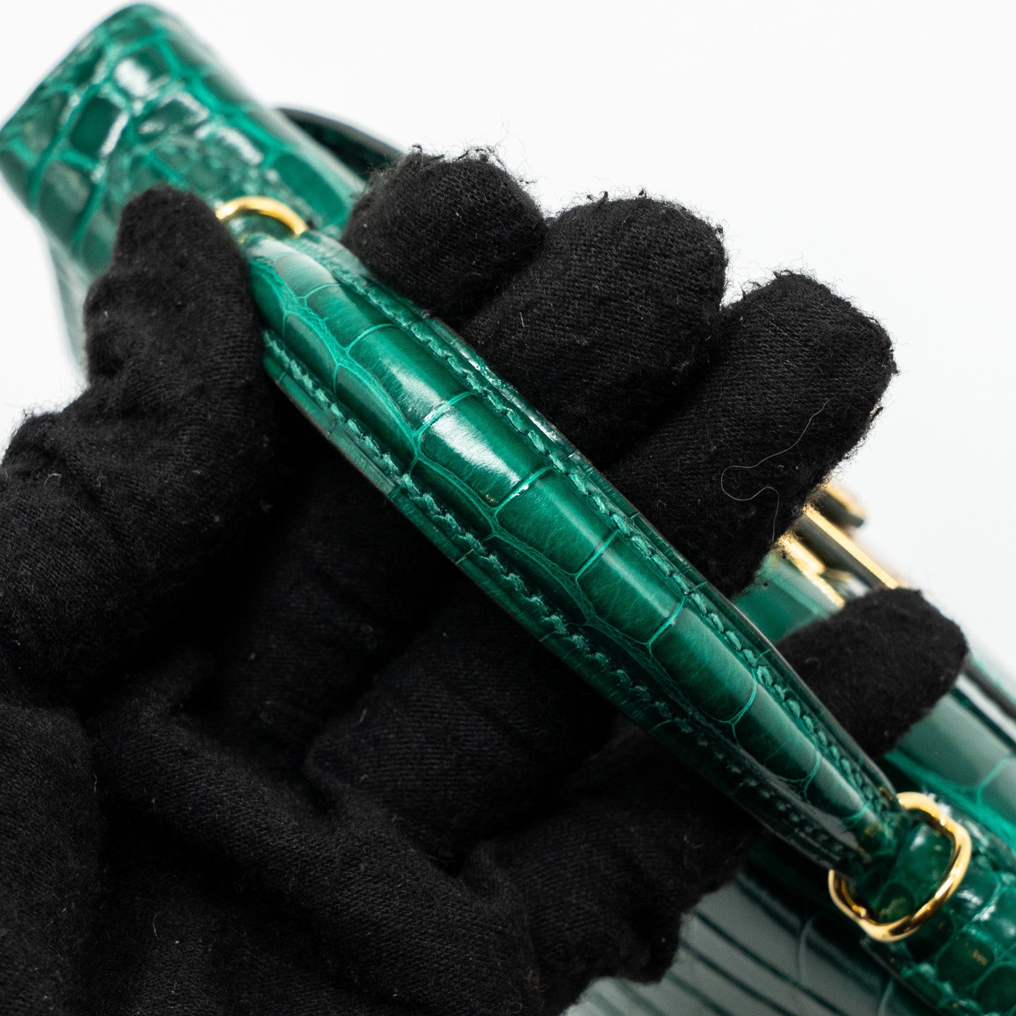 HERMES MINI KELLY II ALLIGATOR MISSISSIPPIENSIS LISSE 6Q VERT EMERAUDE GHW
