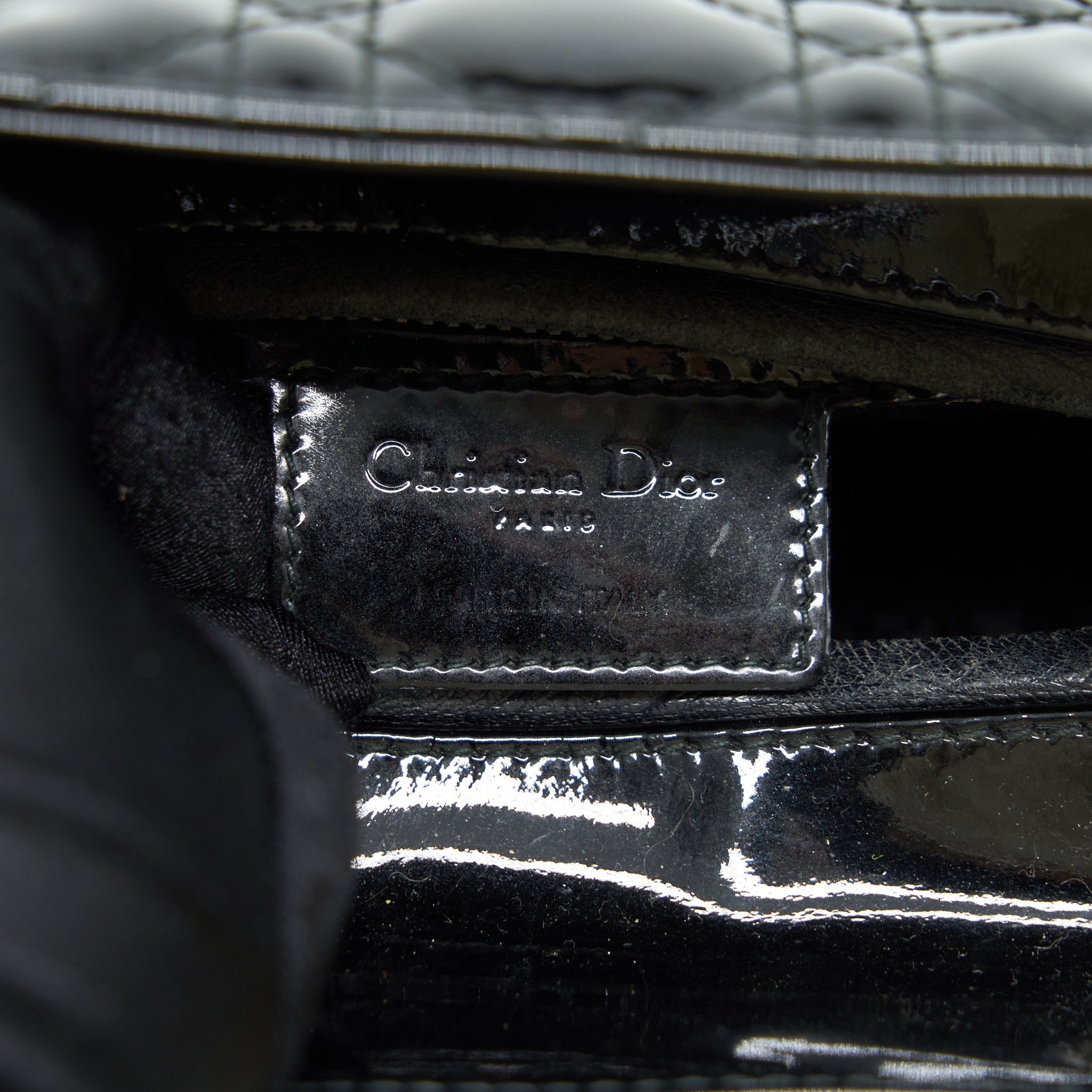 DIOR MEDIUM LADY DIOR PATENT BLACK SHW