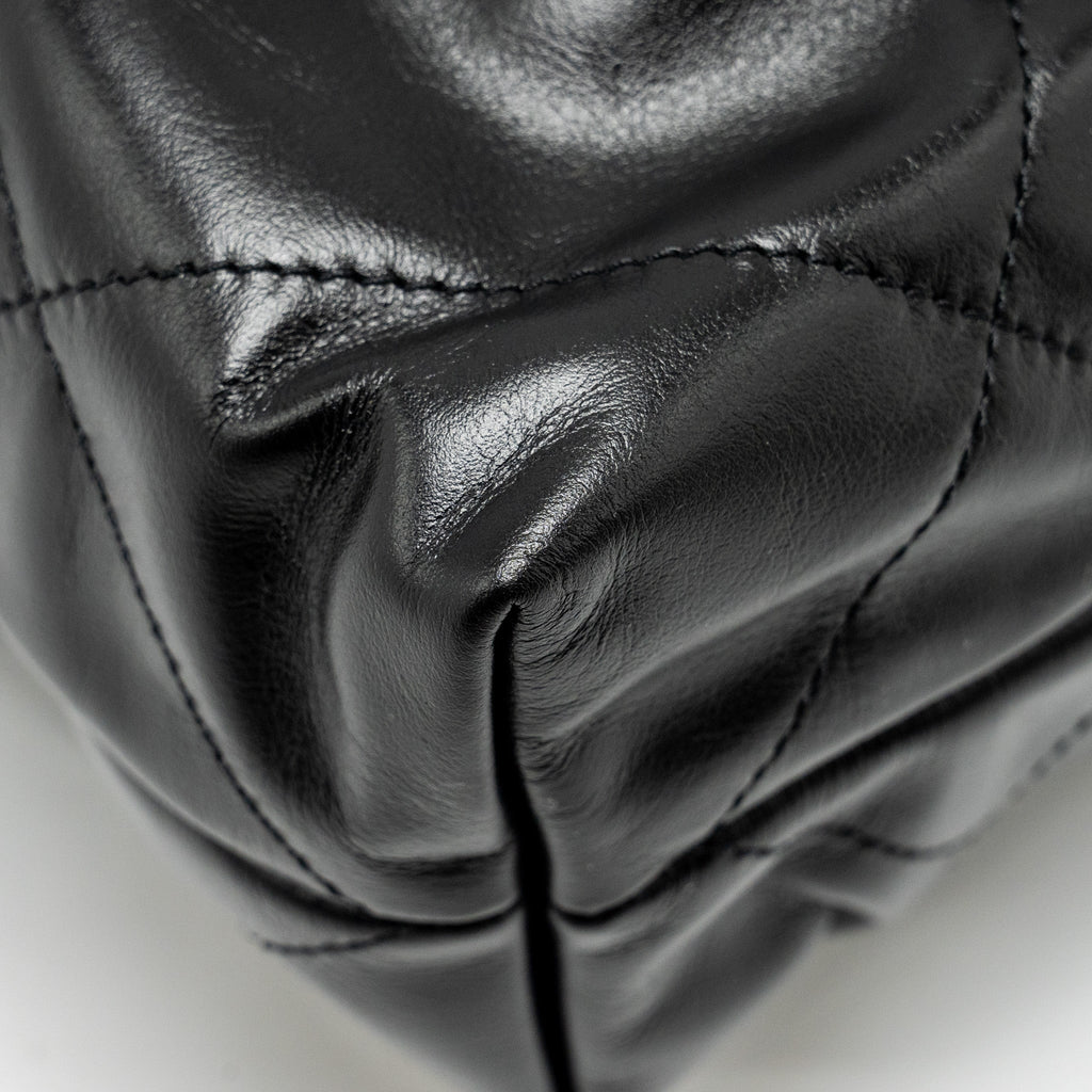 CHANEL SMALL 22 BAG SHINY CALFSKIN BLACK GHW (MICROCHIP)