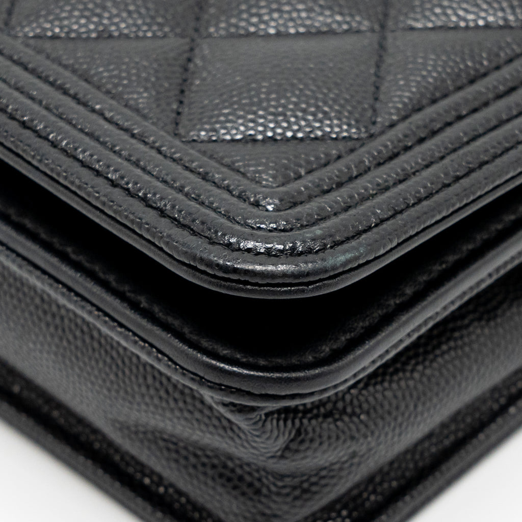 CHANEL BOY WALLET ON CHAIN CAVIAR BLACK GHW
