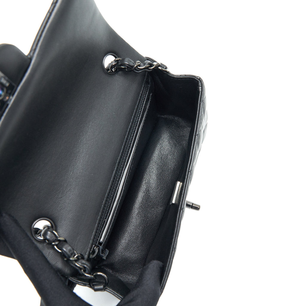 CHANEL MINI RECTANGULAR LAMBSKIN BLACK SO BLACK