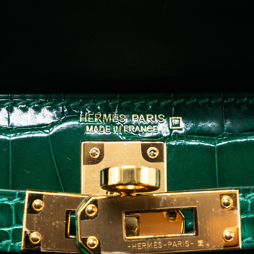 HERMES MINI KELLY II ALLIGATOR MISSISSIPPIENSIS LISSE 6Q VERT EMERAUDE GHW