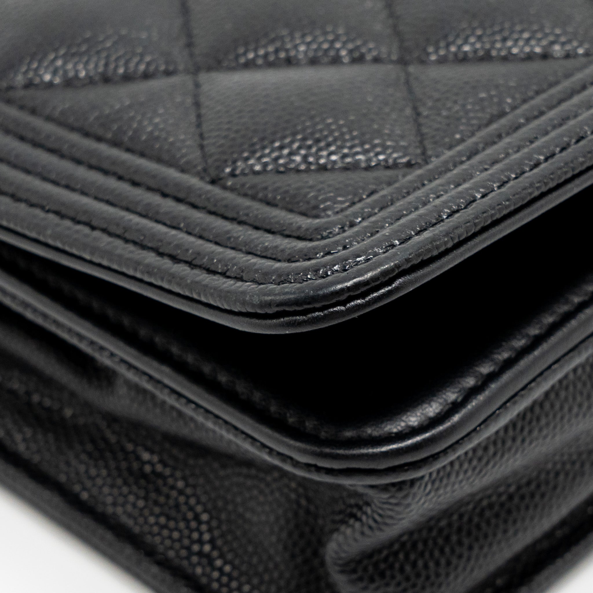 CHANEL BOY WALLET ON CHAIN CAVIAR BLACK GHW