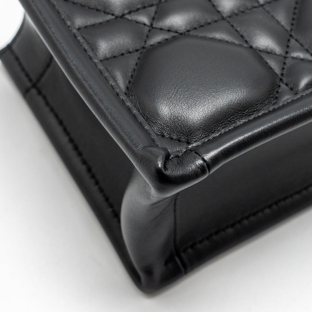 DIOR DIORAMOUR MINI DIOR BOOK TOTE MACROCANNAGE CALFKSIN BLACK LGHW