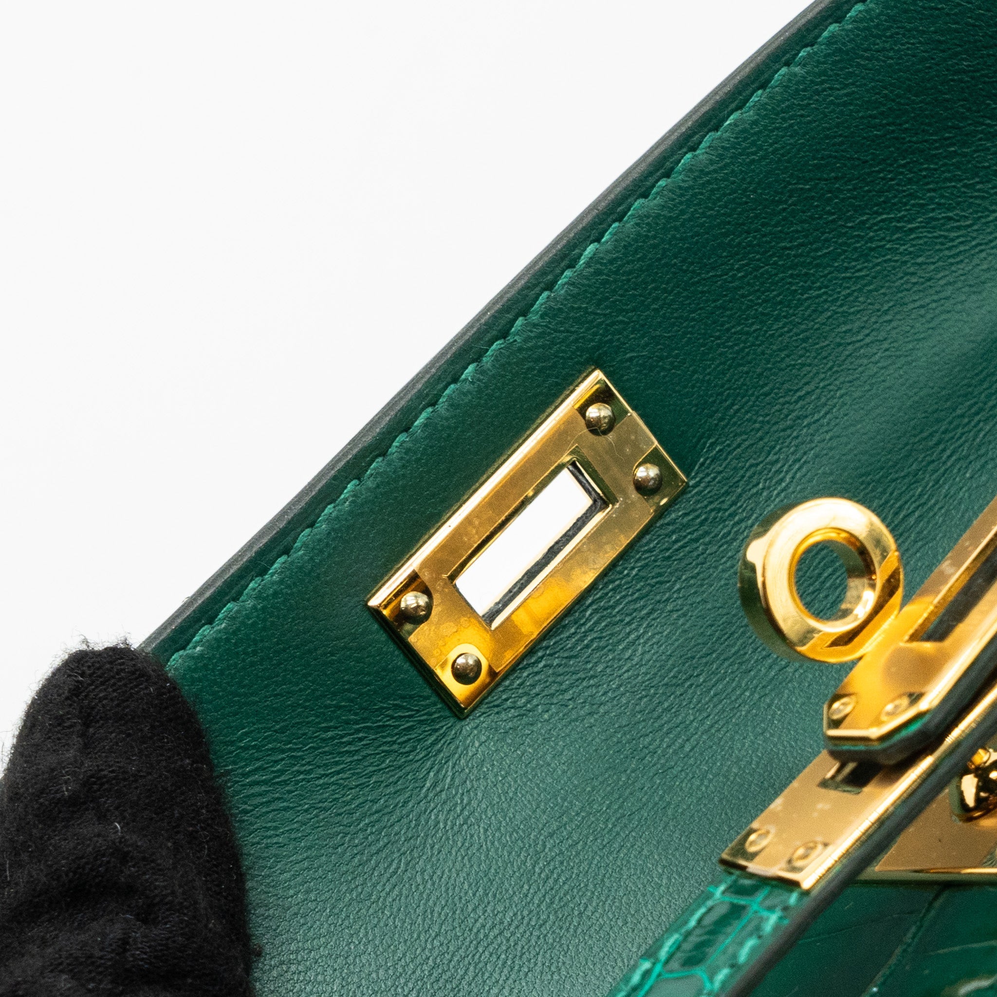 HERMES MINI KELLY II ALLIGATOR MISSISSIPPIENSIS LISSE 6Q VERT EMERAUDE GHW