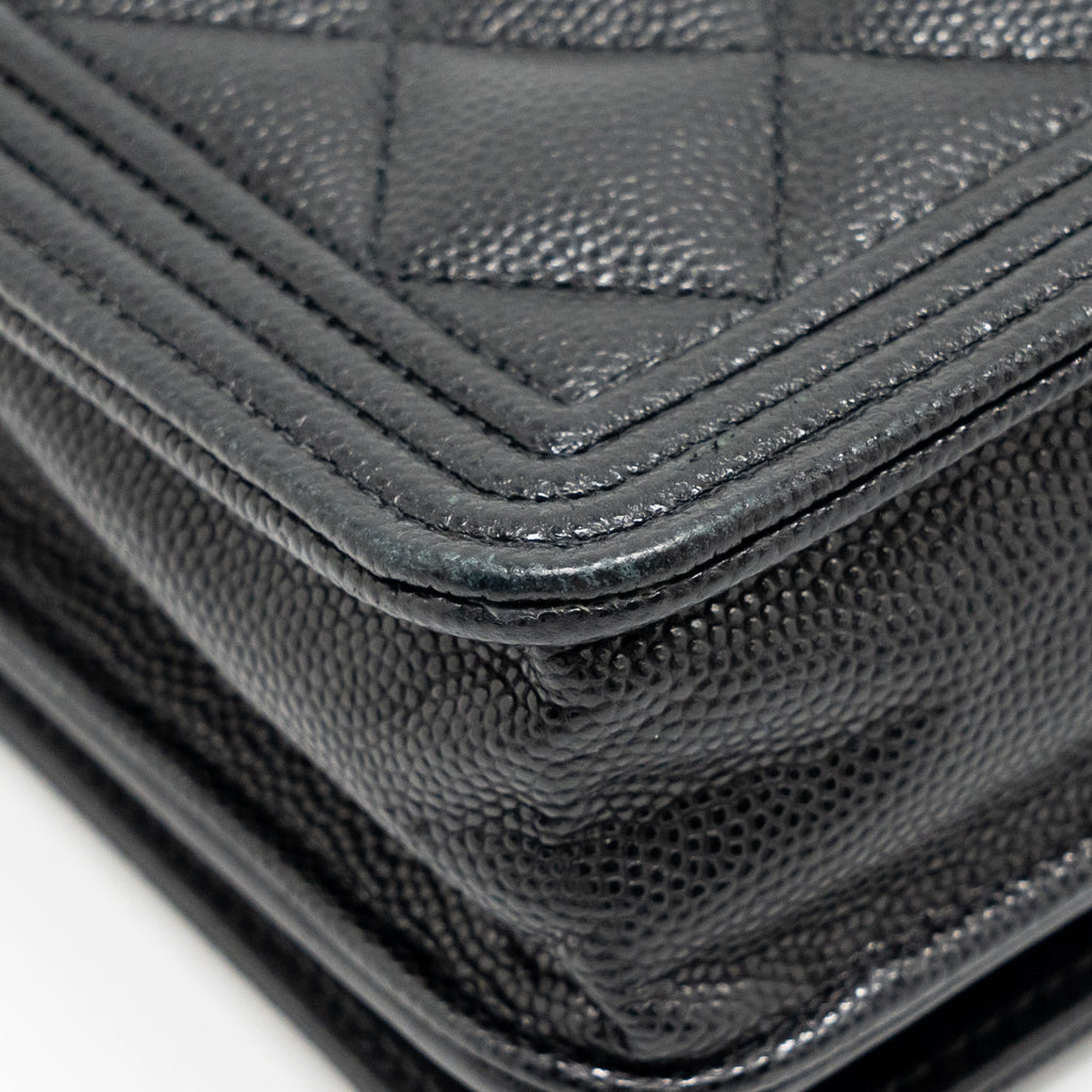 CHANEL BOY WALLET ON CHAIN CAVIAR BLACK GHW