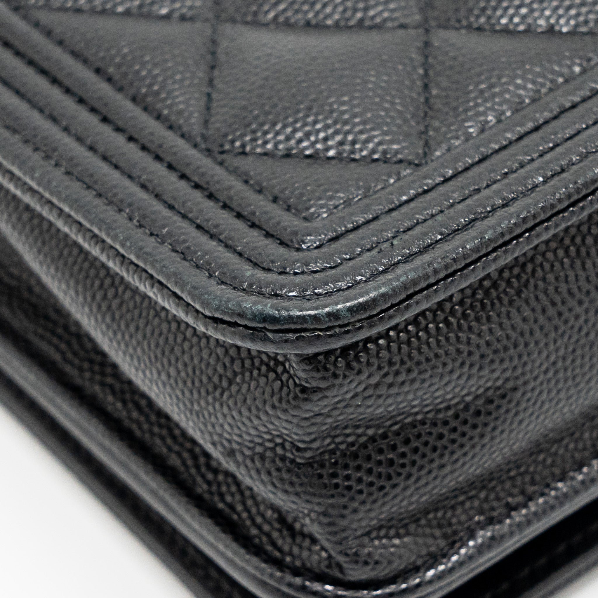 CHANEL BOY WALLET ON CHAIN CAVIAR BLACK GHW