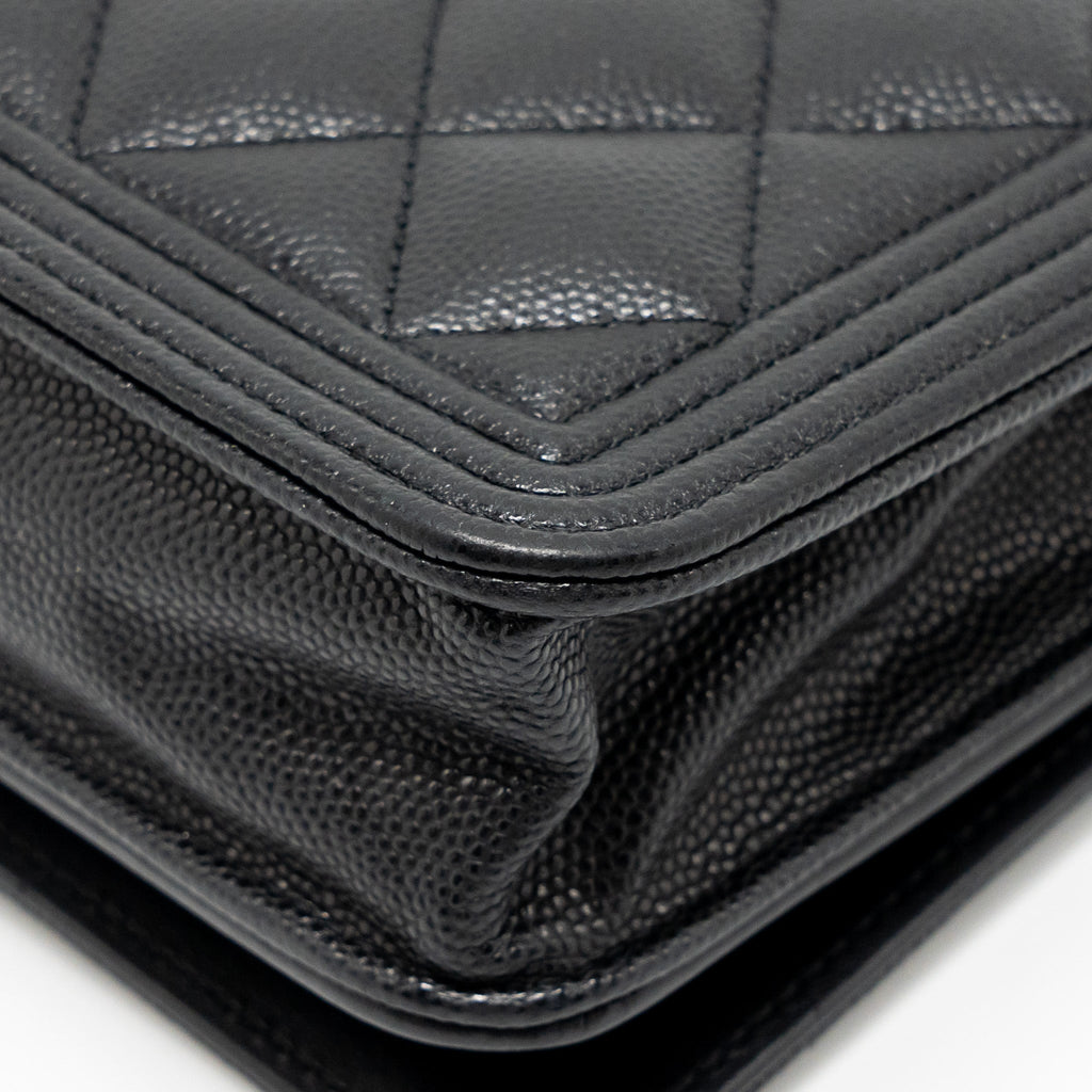 CHANEL BOY WALLET ON CHAIN CAVIAR BLACK GHW