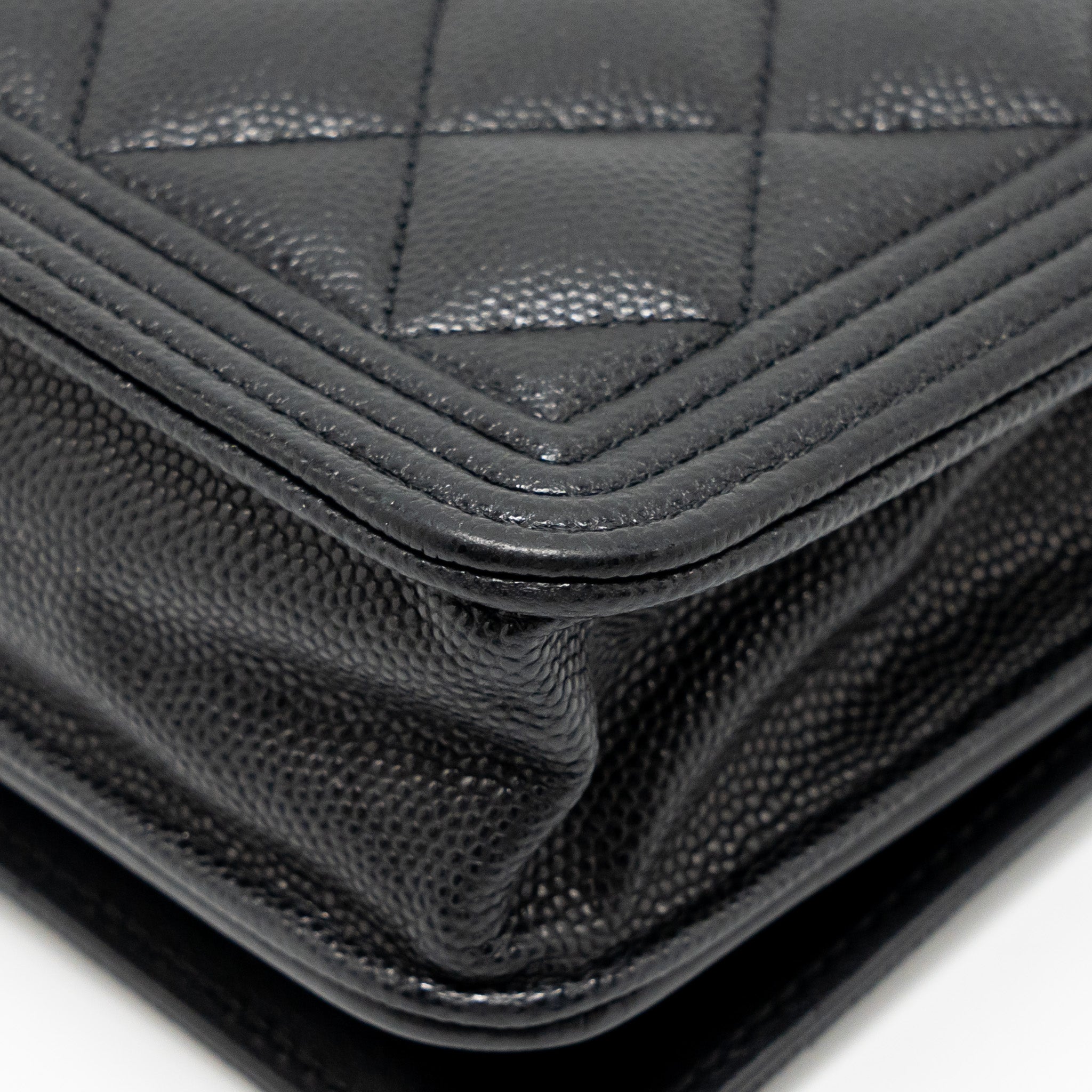 CHANEL BOY WALLET ON CHAIN CAVIAR BLACK GHW
