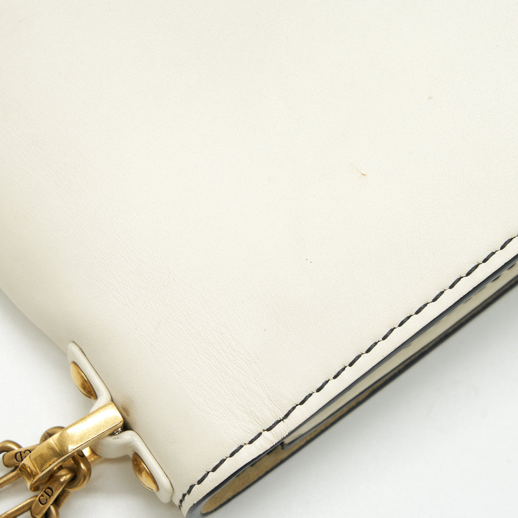 DIOR J'ADIOR MEDIUM FLAP BAG WITH CHAIN WHITE GHW