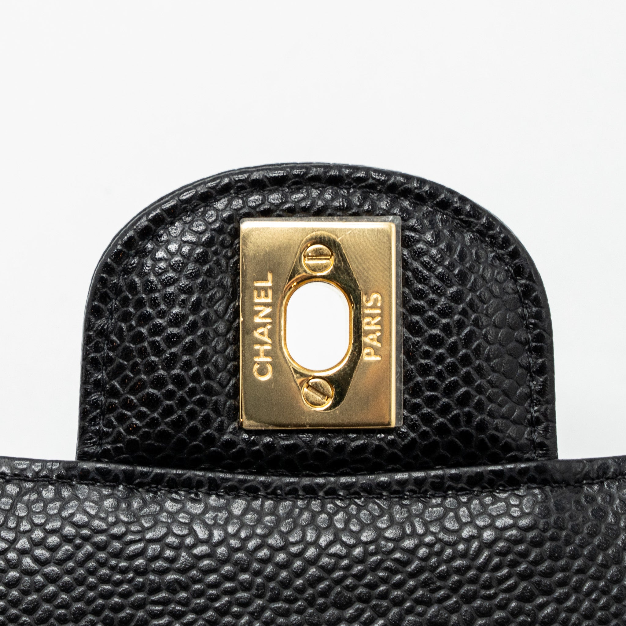 CHANEL MEDIUM CLASSIC DOUBLE FLAP BAG CAVIAR BLACK GHW (MICROCHIP )
