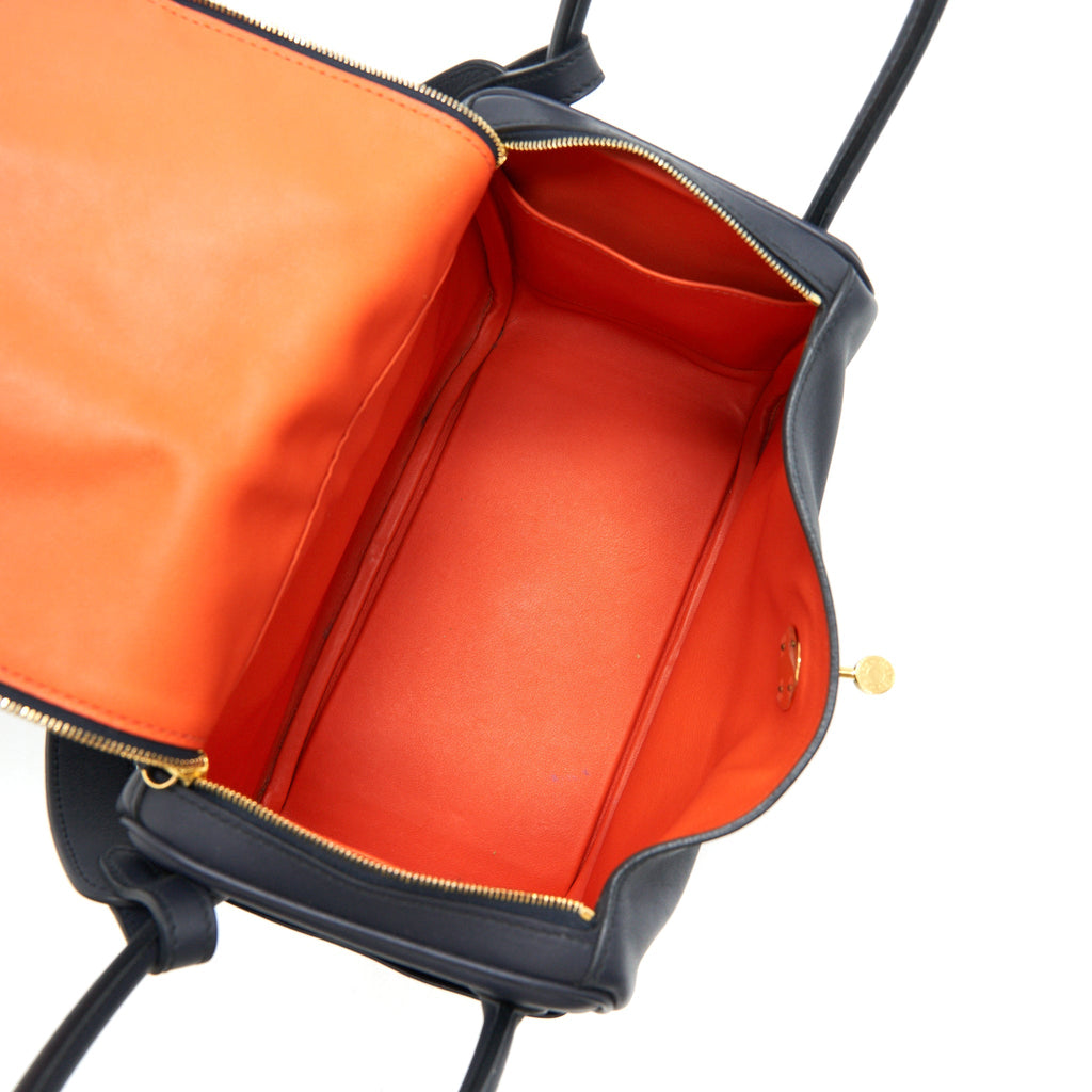 HERMES LINDY 26 SWIFT NAVY AND ORANGE GHW