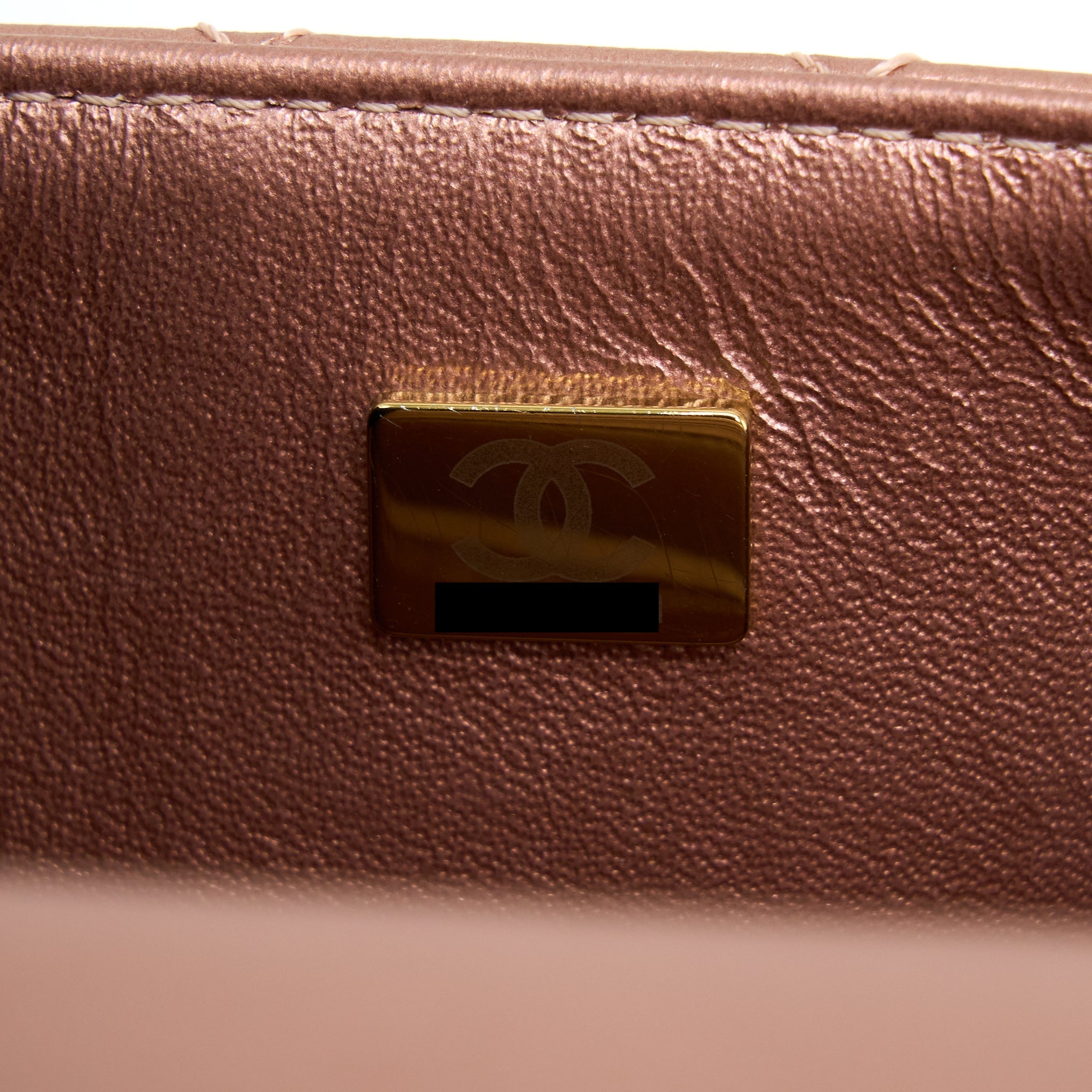 CHANEL MINI 2.55 REISSUE FLAP BAG CALFSKIN METALLIC PINK BRUSHED GOLD (MICROCHIP)