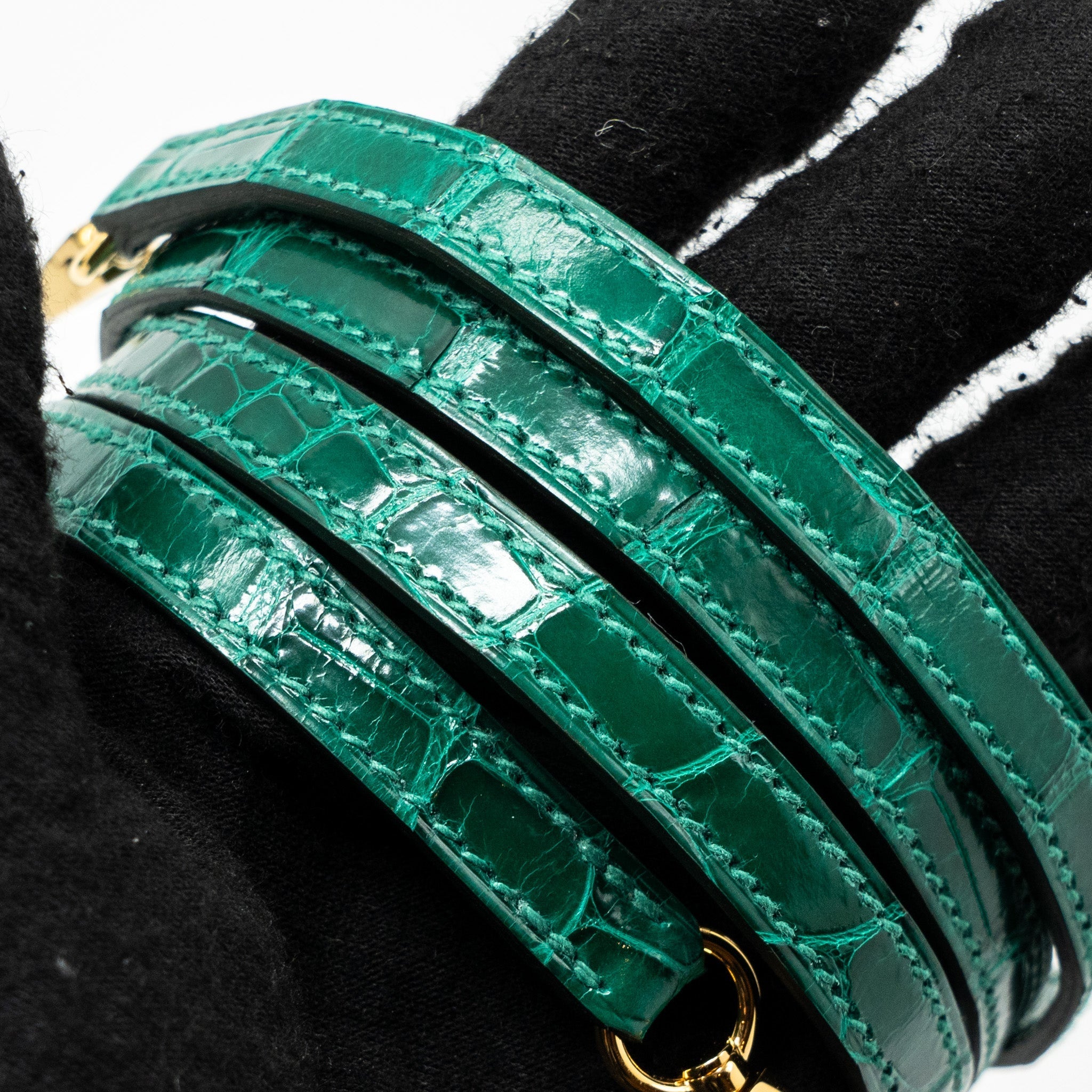 HERMES MINI KELLY II ALLIGATOR MISSISSIPPIENSIS LISSE 6Q VERT EMERAUDE GHW