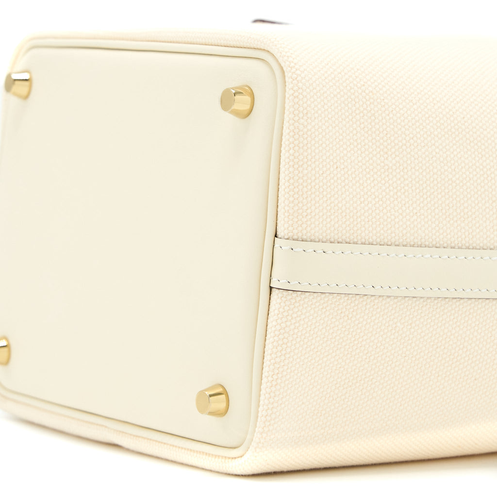 HERMES PICOTIN CARGO 18 SWIFT/TOILE CANVAS ECRU/NATA GHW