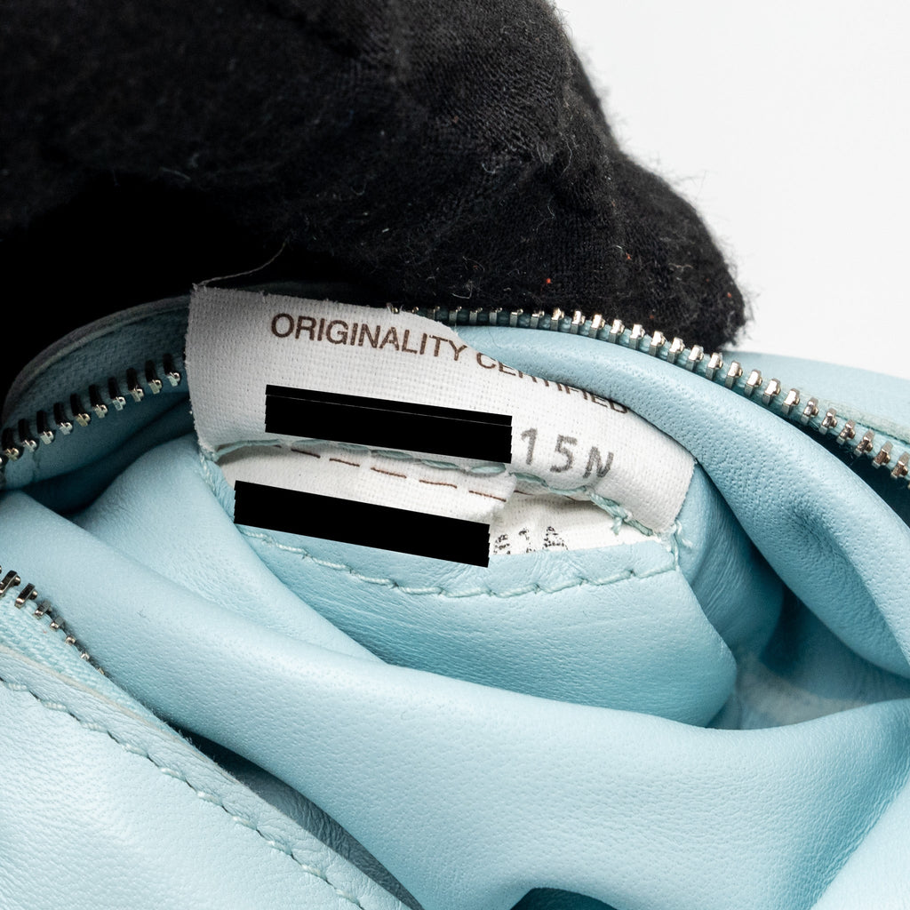 BOTTEGA VENETA PADDED CASSETTE SOFT LAMBSKIN LIGHT BLUE SHW