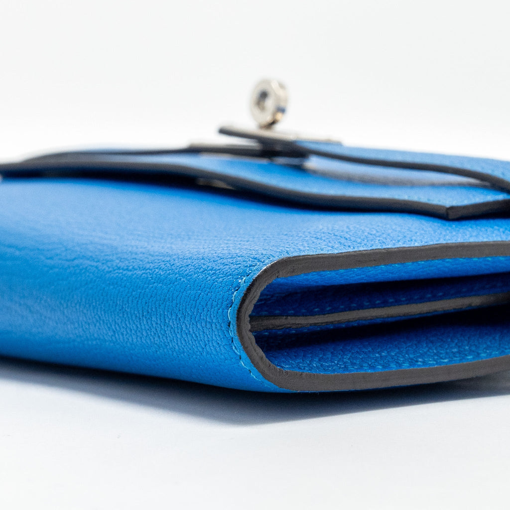 HERMES KELLY LONG WALLET CHÈVRE MYSORE BLUE HYDRA SHW