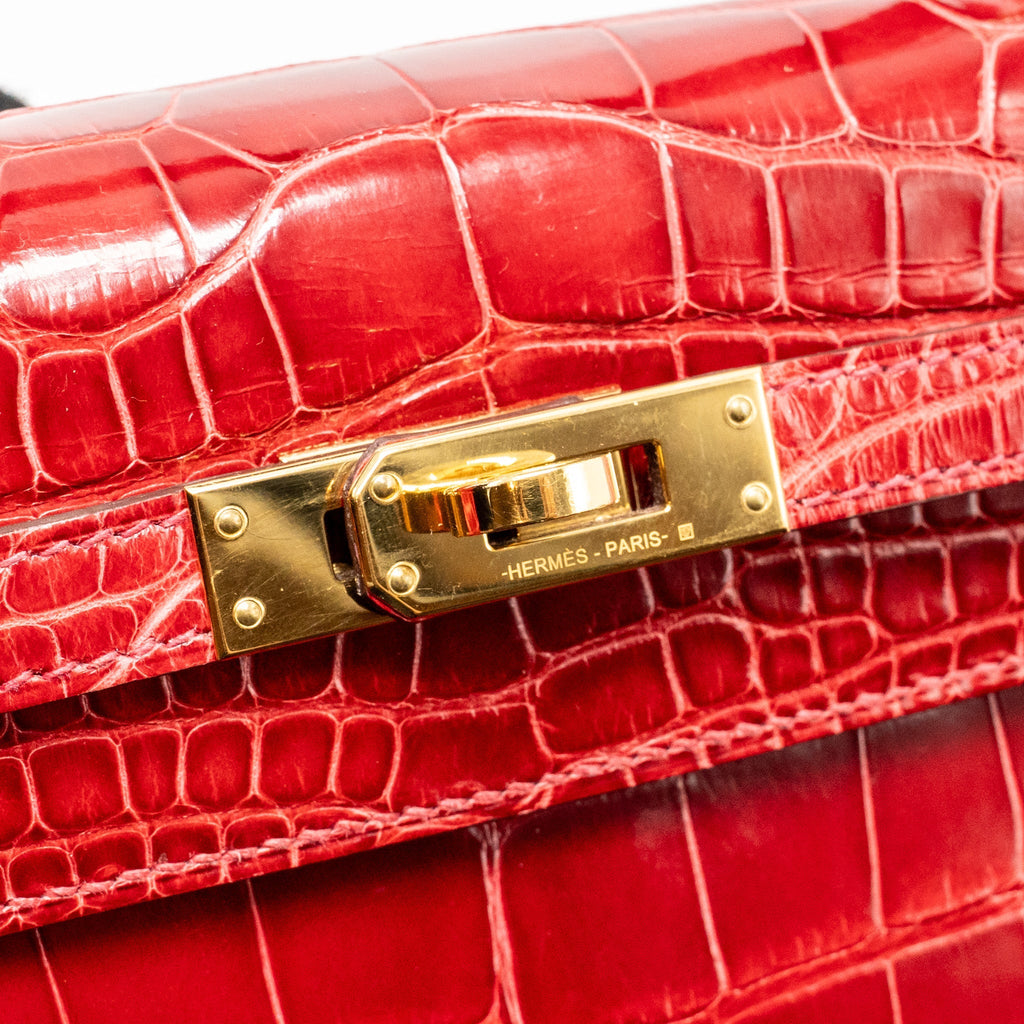 HERMES KELLY 25 CROCODILE POROUS BRAISE GHW
