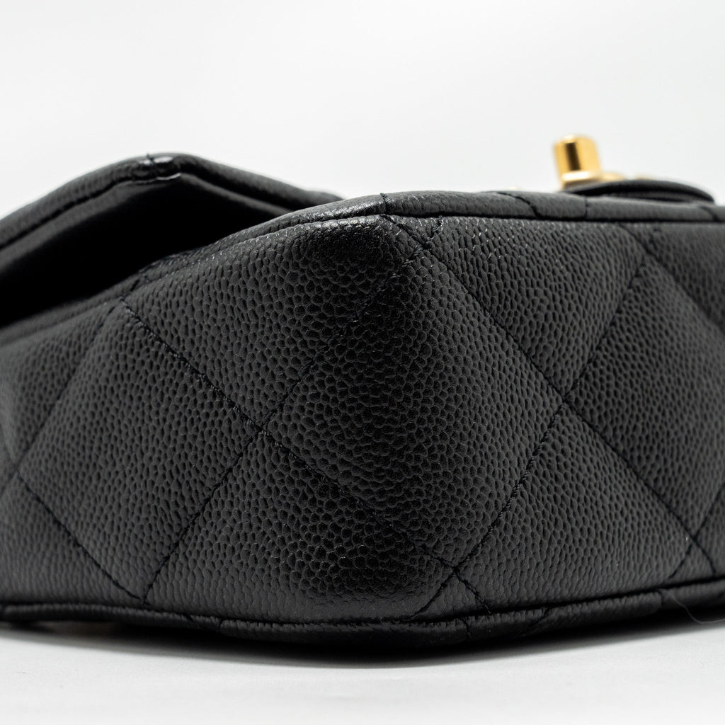 CHANEL COCO LOVE FLAP BAG WITH ADJUSTABLE CHAIN CAVIAR BLACK GHW (MICROCHIP)