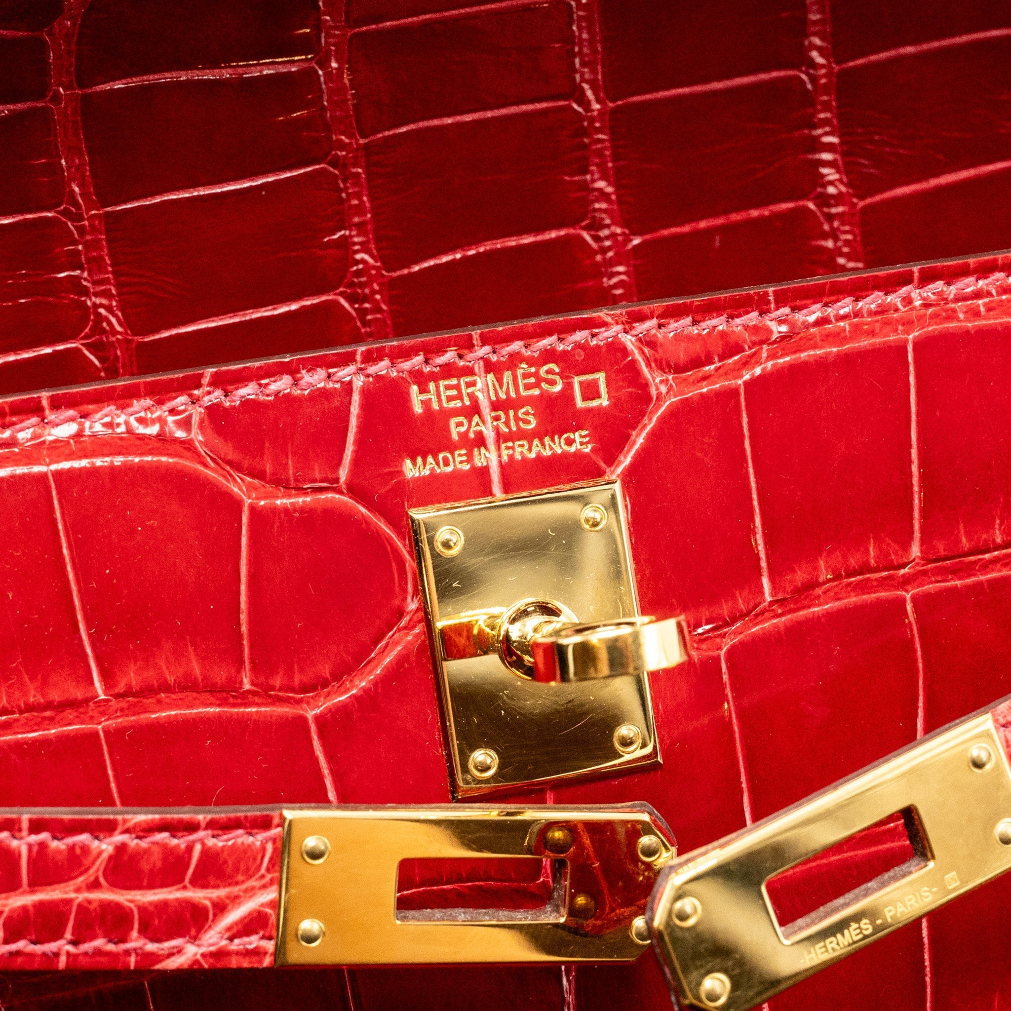 HERMES KELLY 25 CROCODILE POROUS BRAISE GHW