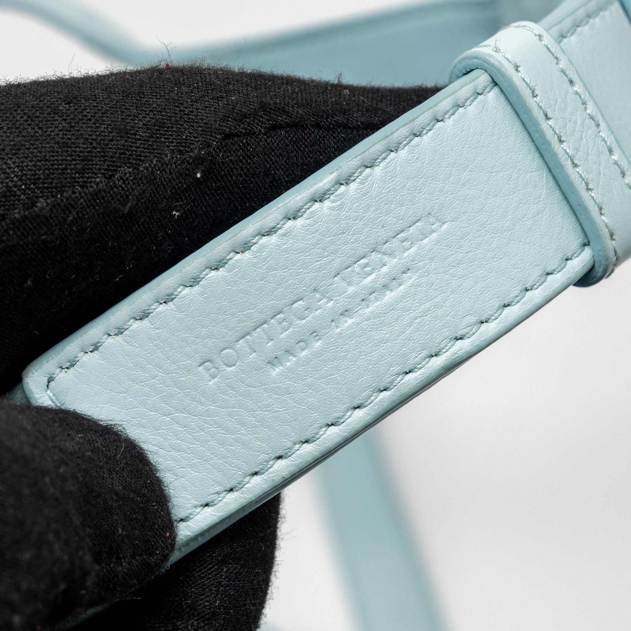 BOTTEGA VENETA PADDED CASSETTE SOFT LAMBSKIN LIGHT BLUE SHW