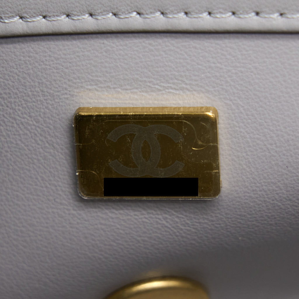 CHANEL PEARL CRUSH MINI RECTANGULAR LAMBSKIN GREY BRUSHED GHW (MICROCHIP)