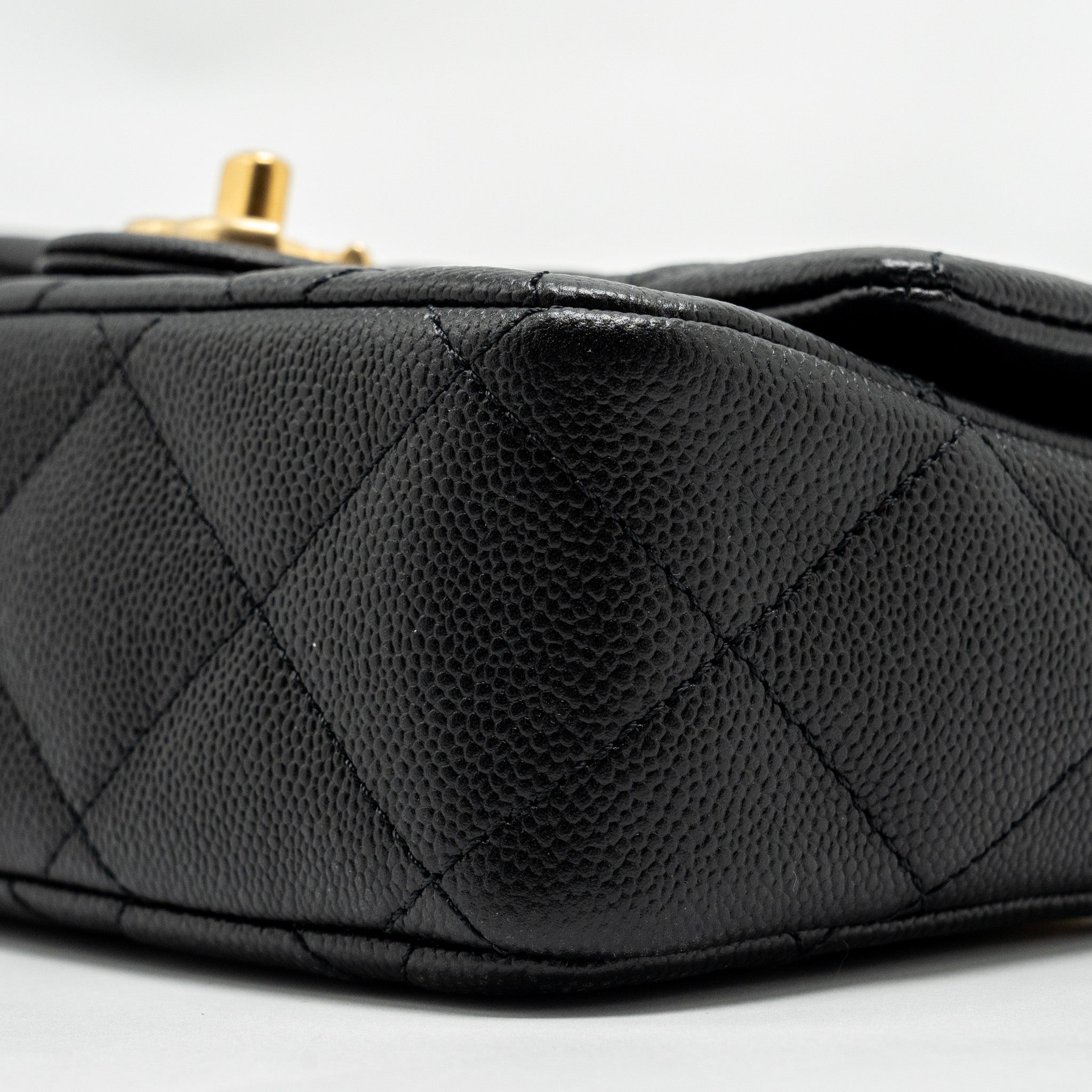 CHANEL COCO LOVE FLAP BAG WITH ADJUSTABLE CHAIN CAVIAR BLACK GHW (MICROCHIP)