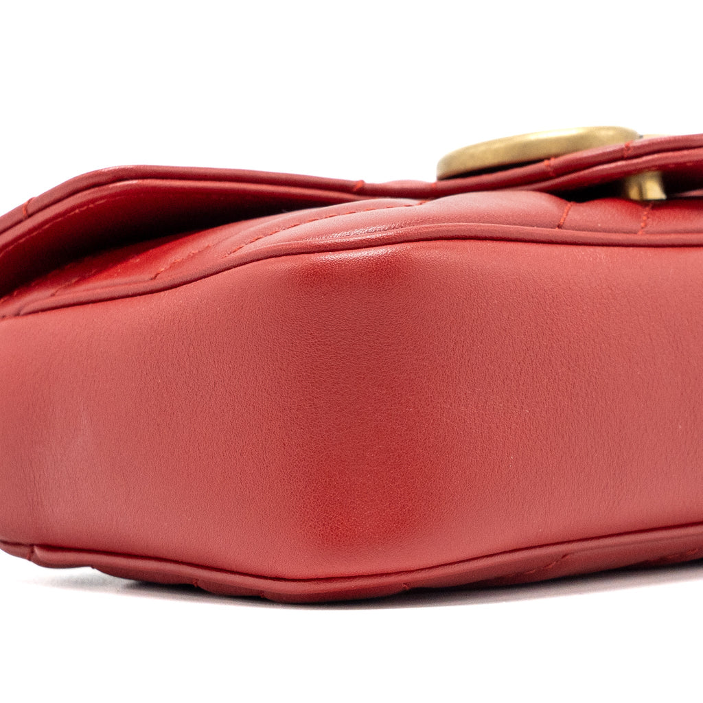 GUCCI SUPER MINI GG MARMONT CALFSKIN RED GHW