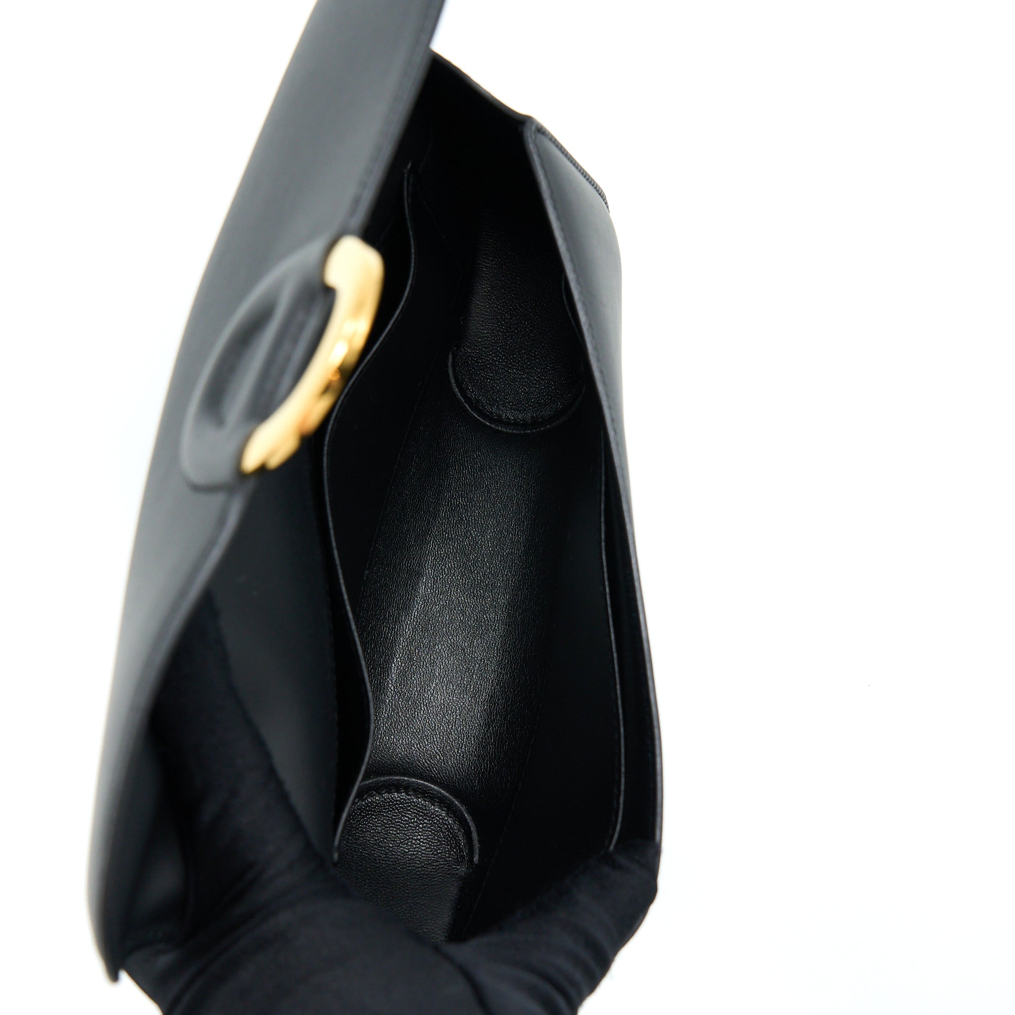 HERMES CHERCHE MIDI CLUTCH BAG MONSIEUR BLACK GHW