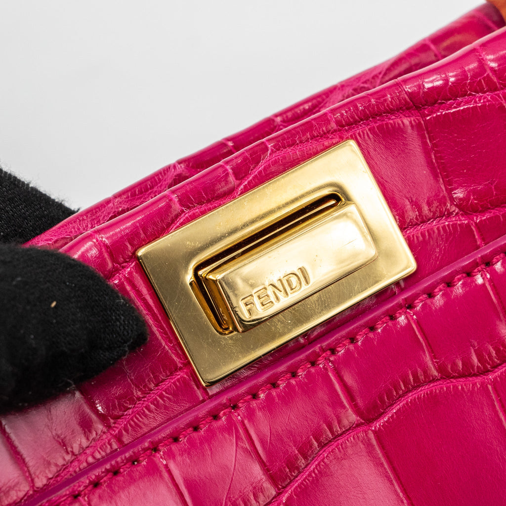 FENDI MINI PEEKABOO BAG CROCODILE PINK GHW