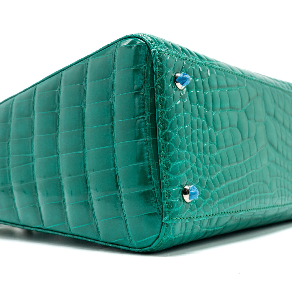 DIOR MEDIUM LADY DIOR CROCODILE GREEN SHW WITH CRYSTAL