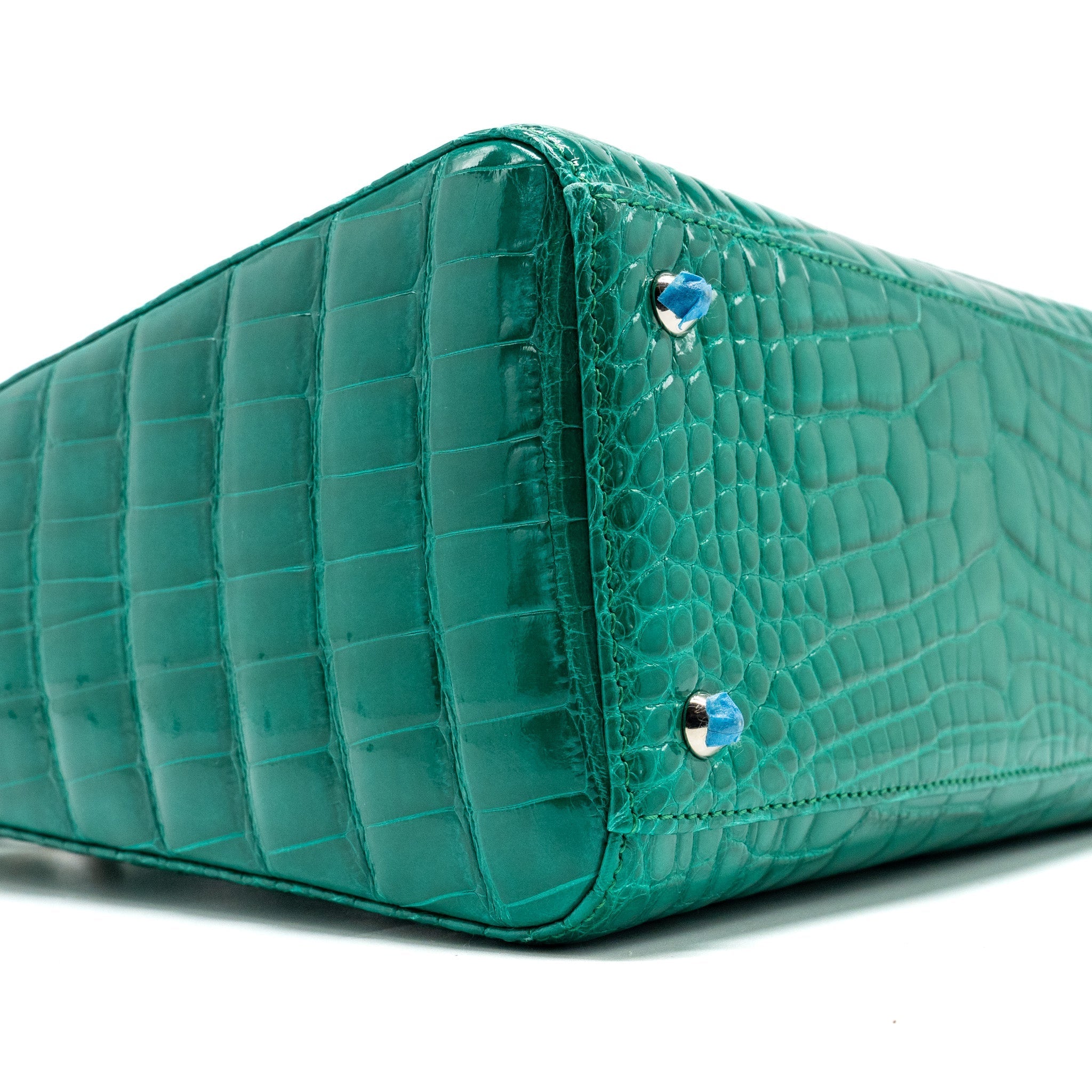 DIOR MEDIUM LADY DIOR CROCODILE GREEN SHW WITH CRYSTAL