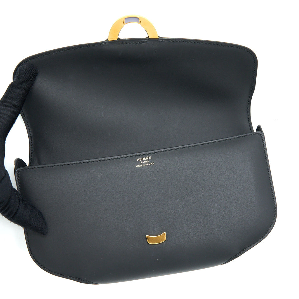 HERMES CHERCHE MIDI CLUTCH BAG MONSIEUR BLACK GHW