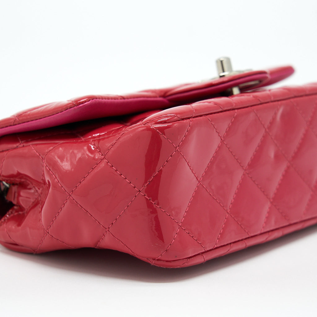CHANEL MINI RECTANGULAR FLAP BAG PATENT PINK SHW