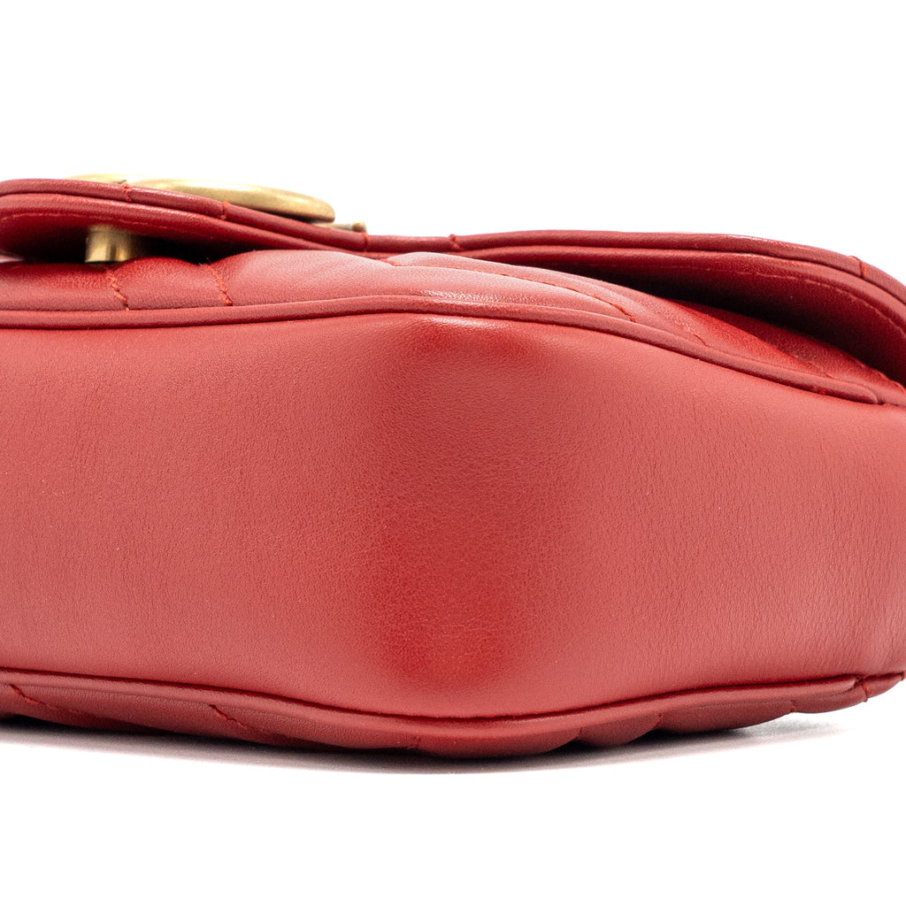 GUCCI SUPER MINI GG MARMONT CALFSKIN RED GHW