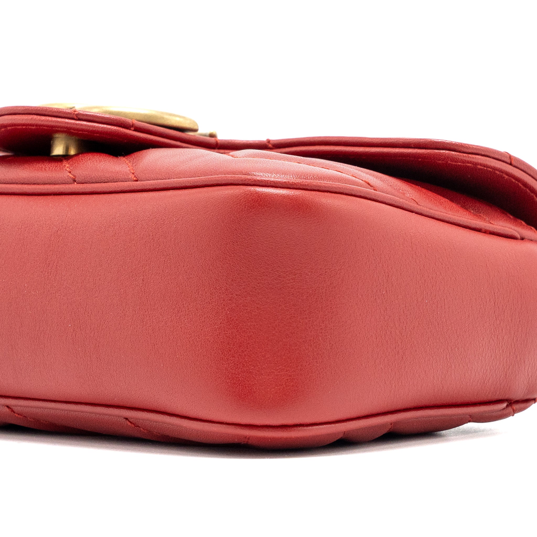 GUCCI SUPER MINI GG MARMONT CALFSKIN RED GHW