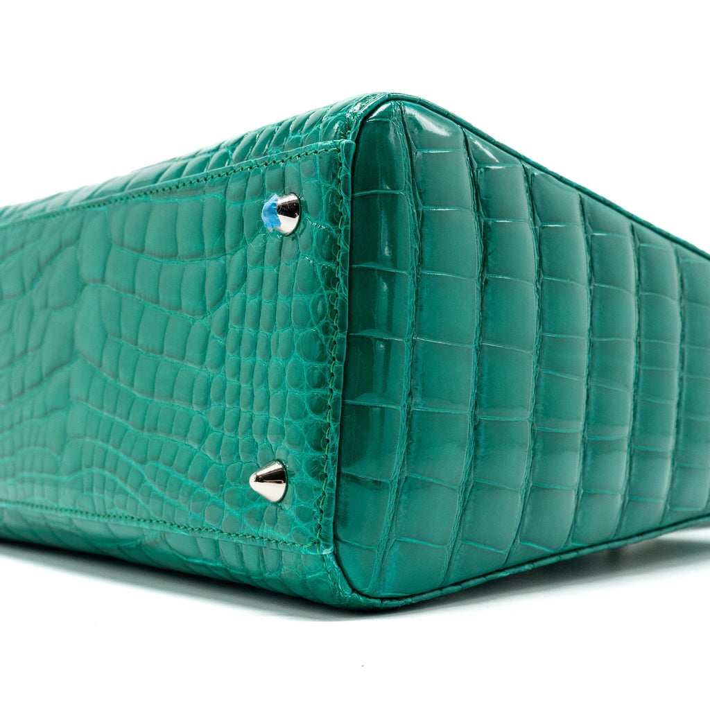 DIOR MEDIUM LADY DIOR CROCODILE GREEN SHW WITH CRYSTAL
