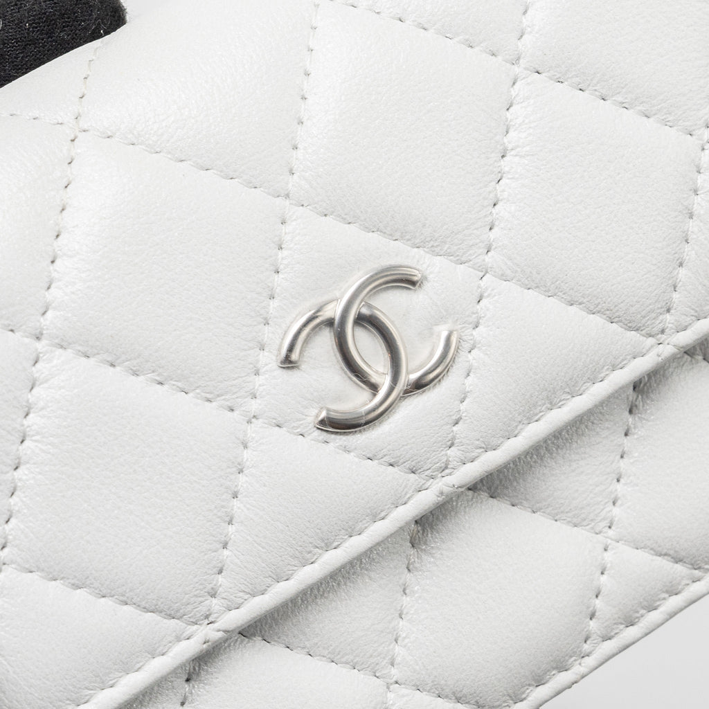 CHANEL GIANT PEARL CHAIN MINI FLAP BAG LAMBSKIN WHITE SHW