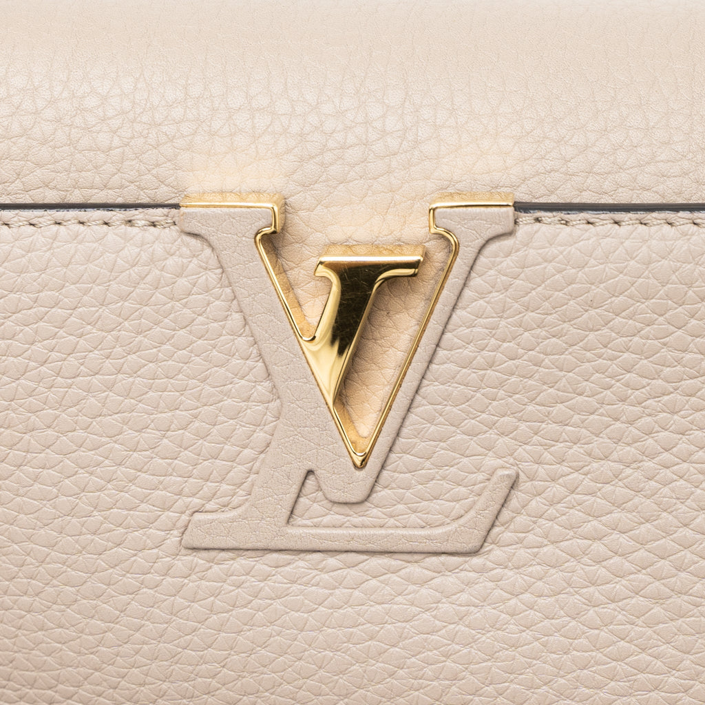 LOUIS VUITTON CAPUCINES MM TAURILLON LIGHT GREY GHW