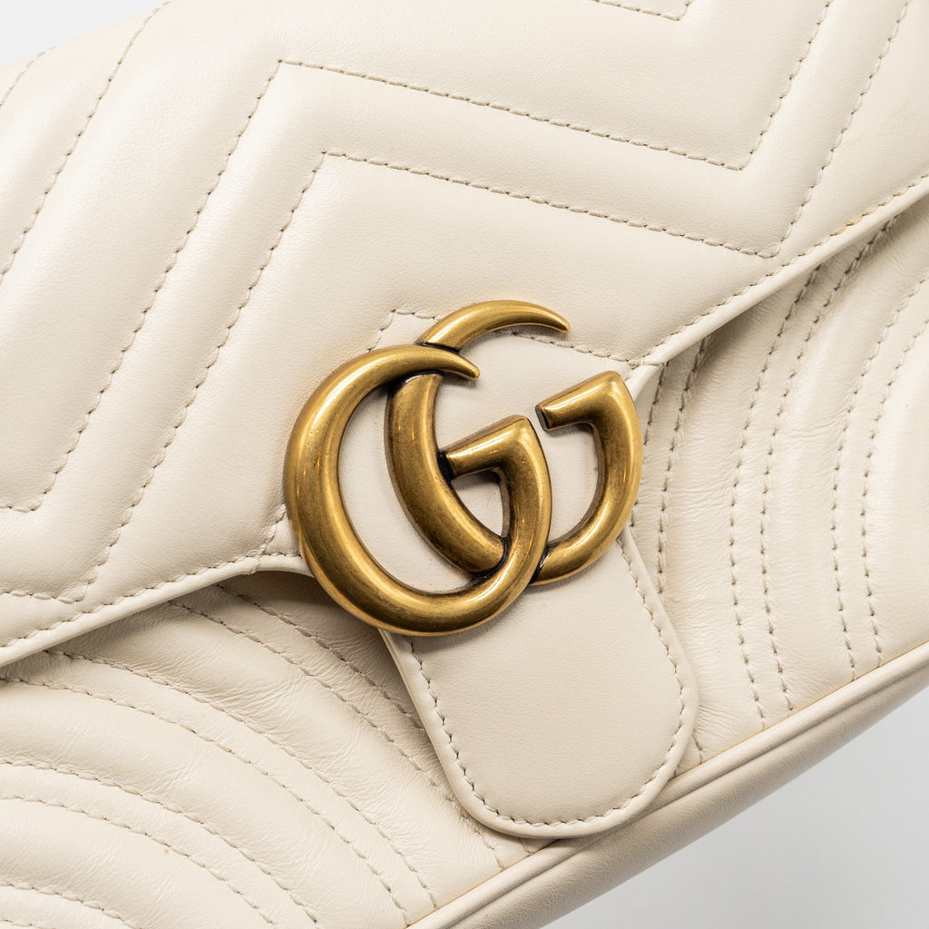 GUCCI MINI MARMONT BAG CALFSKIN WHITE GHW