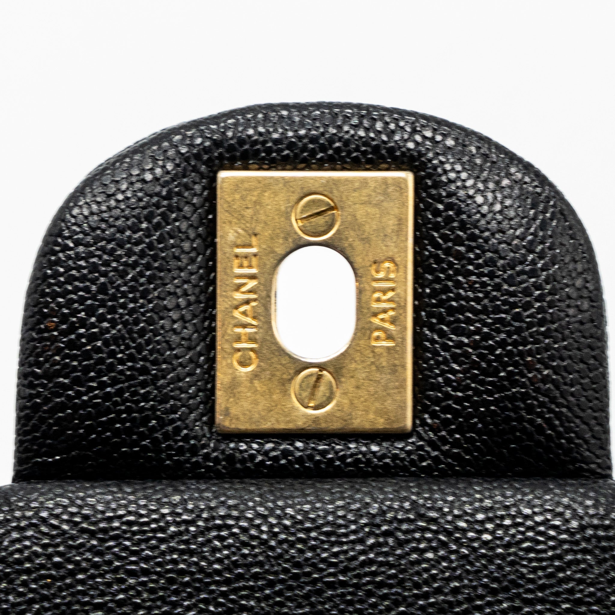 CHANEL TOP HANDLE MINI RECTANGULAR FLAP BAG GRAINED CALFSKIN BLACK GHW