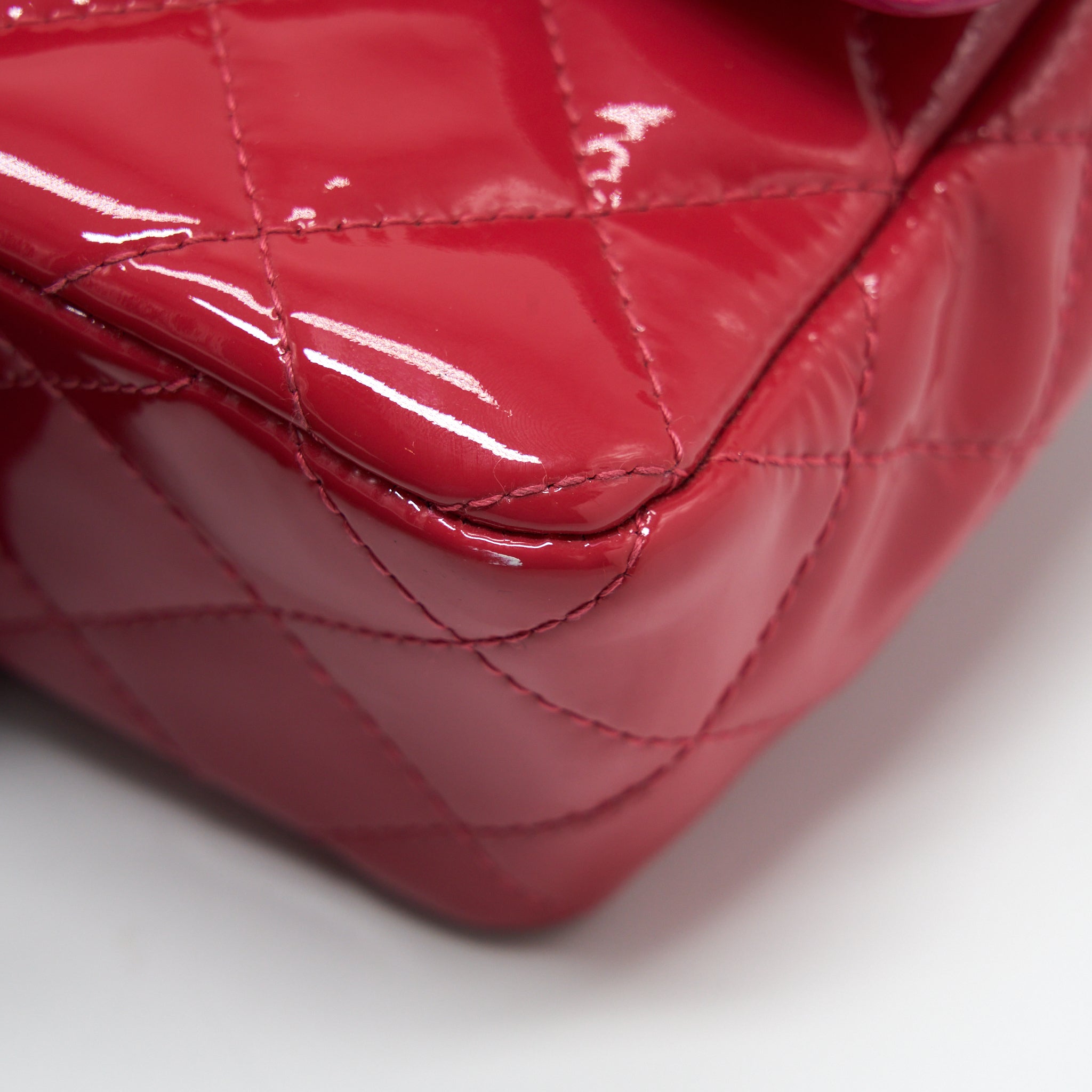 CHANEL MINI RECTANGULAR FLAP BAG PATENT PINK SHW
