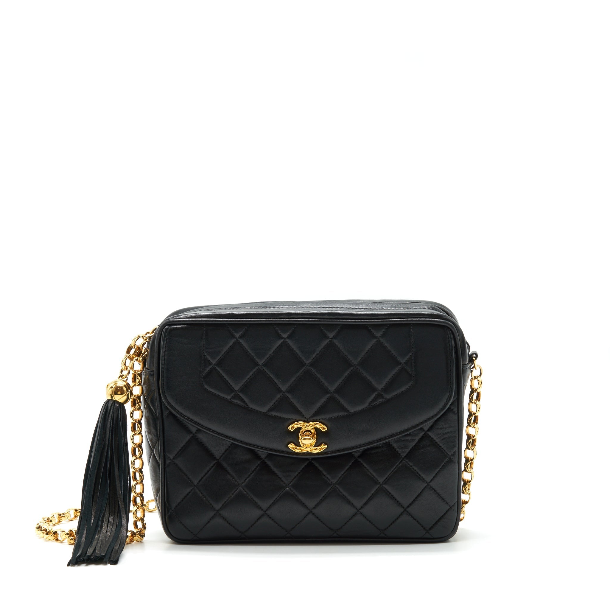 CHANEL VINTAGE CAMERA BAG LAMBSKIN BLACK GHW
